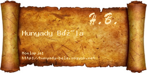 Hunyady Béla névjegykártya